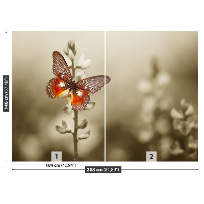 Papier peint decoratif Fleurs papillon