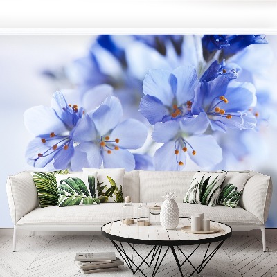 Papier peint decoratif Fleurs bleues