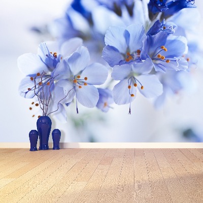 Papier peint decoratif Fleurs bleues