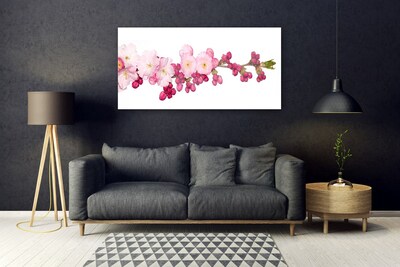 Tableaux sur verre acrylique Fleurs branche floral rose