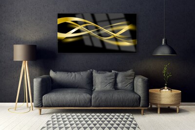 Tableaux sur verre acrylique Art abstrait art noir jaune or