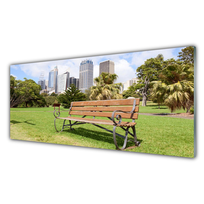 Tableaux sur verre acrylique Parc gratte-ciel nature vert brun bleu