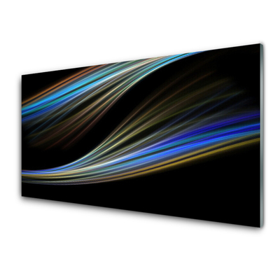 Tableaux sur verre acrylique Art abstrait art noir bleu