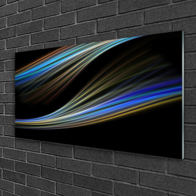 Tableaux sur verre acrylique Art abstrait art noir bleu