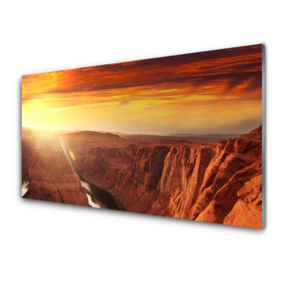 Tableaux sur verre acrylique Grand canyon paysage brun or rouge