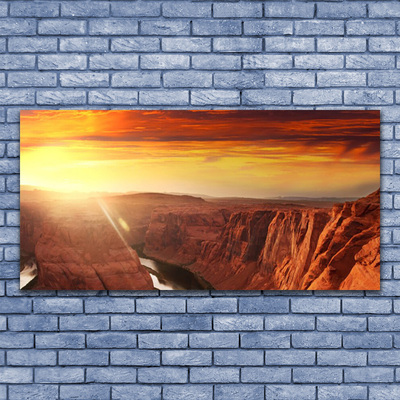 Tableaux sur verre acrylique Grand canyon paysage brun or rouge