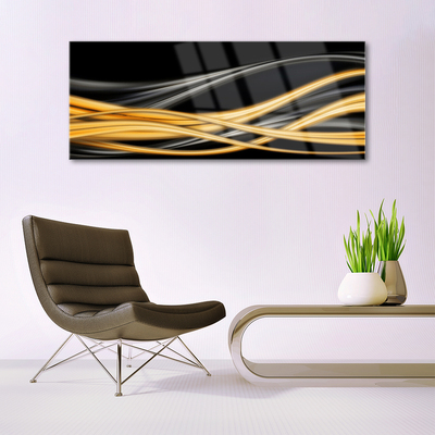 Tableaux sur verre acrylique Art abstrait art noir jaune or