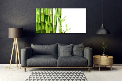 Tableaux sur verre acrylique Bambou floral vert blanc