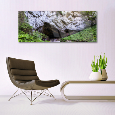Tableaux sur verre acrylique Caverne de montagne nature vert gris