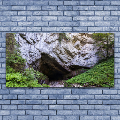 Tableaux sur verre acrylique Caverne de montagne nature vert gris