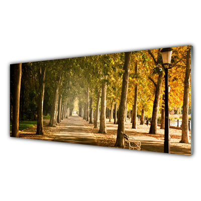 Tableaux sur verre acrylique L'avenue du parc paysage brun vert