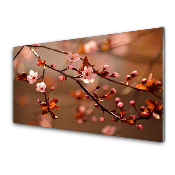 Tableaux sur verre acrylique Branche de fleurs nature rose