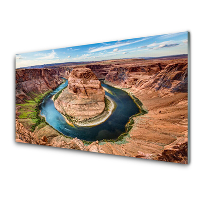 Tableaux sur verre acrylique Grand canyon rivière paysage rouge bleu vert