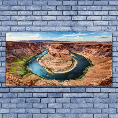 Tableaux sur verre acrylique Grand canyon rivière paysage rouge bleu vert