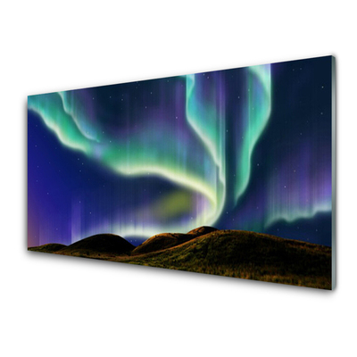 Tableaux sur verre acrylique Aurore paysage bleu