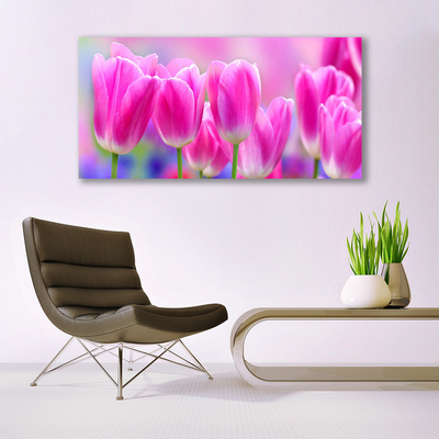 Tableaux sur verre acrylique Tulipes floral rose