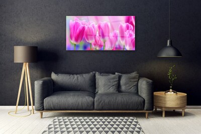 Tableaux sur verre acrylique Tulipes floral rose