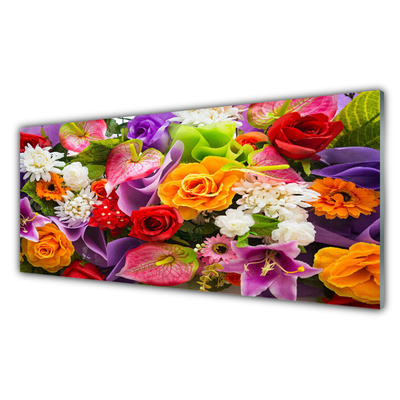Tableaux sur verre acrylique Fleurs floral multicolore