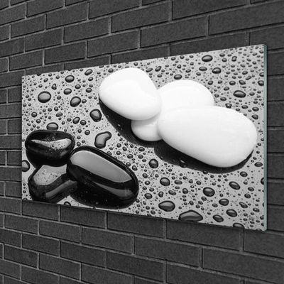 Tableaux sur verre acrylique Pierres art noir blanc