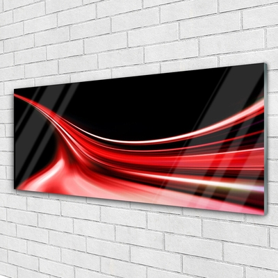 Tableaux sur verre acrylique Lignes abstraites art rouge noir