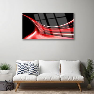 Tableaux sur verre acrylique Lignes abstraites art rouge noir