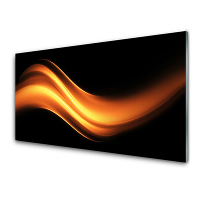 Tableaux sur verre acrylique Abstraction art noir orange