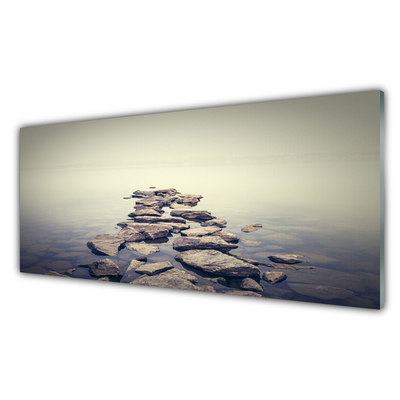 Tableaux sur verre acrylique Pierres eau paysage blanc gris