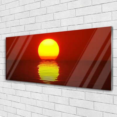 Tableaux sur verre acrylique Coucher du soleil mer paysage orange jaune