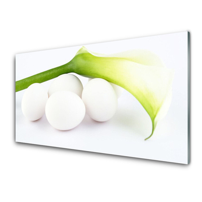 Tableaux sur verre acrylique Œufs floral blanc vert