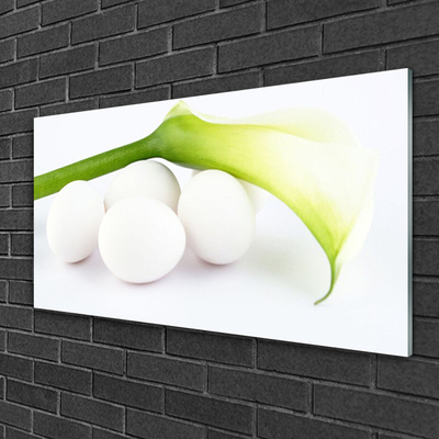 Tableaux sur verre acrylique Œufs floral blanc vert