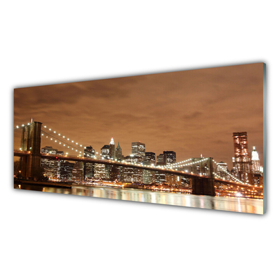 Tableaux sur verre acrylique Bridge city architecture sépia