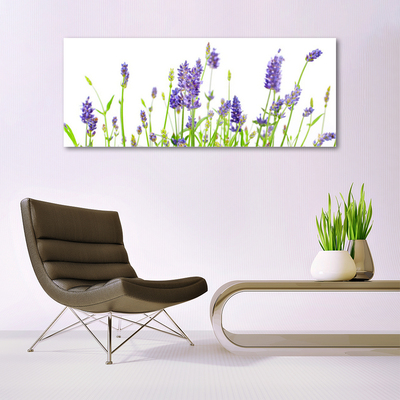 Tableaux sur verre acrylique Fleurs floral violet vert blanc