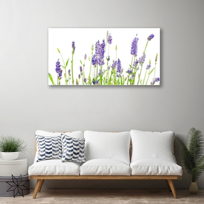 Tableaux sur verre acrylique Fleurs floral violet vert blanc