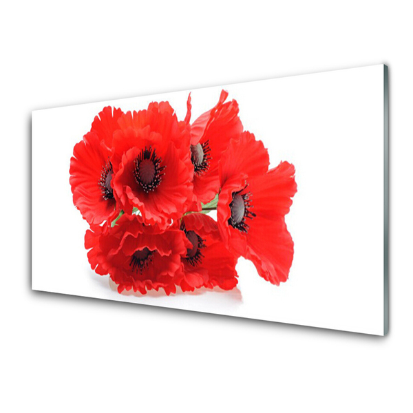 Tableaux sur verre acrylique Fleurs floral rouge blanc