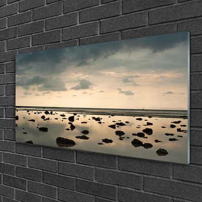 Tableaux sur verre acrylique Eau paysage gris