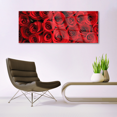 Tableaux sur verre acrylique Roses floral rouge
