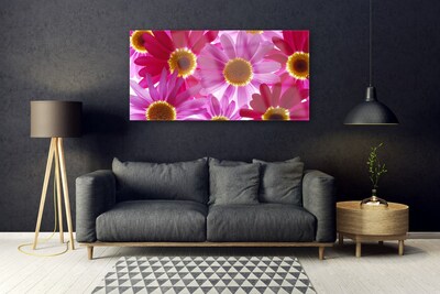 Tableaux sur verre acrylique Fleurs floral rose jaune