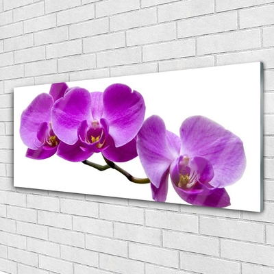 Tableaux sur verre acrylique Fleurs floral violet brun