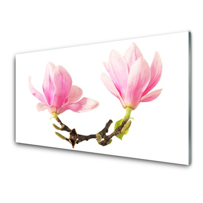 Tableaux sur verre acrylique Fleurs floral rose brun