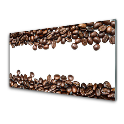 Tableaux sur verre acrylique Café en grains cuisine brun blanc