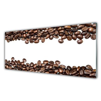 Tableaux sur verre acrylique Café en grains cuisine brun blanc