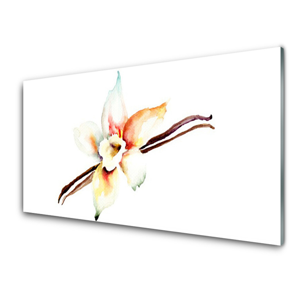 Tableaux sur verre acrylique Fleur art blanc brun rouge