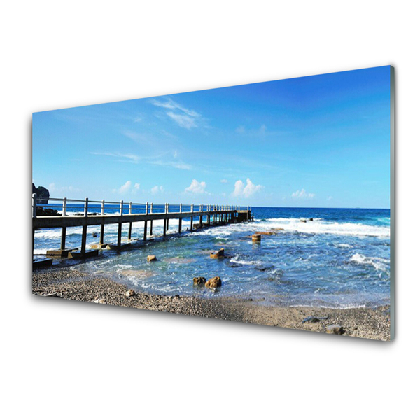 Tableaux sur verre acrylique Mer plage paysage bleu