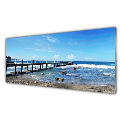 Tableaux sur verre acrylique Mer plage paysage bleu