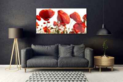Tableaux sur verre acrylique Tulipes floral rouge blanc