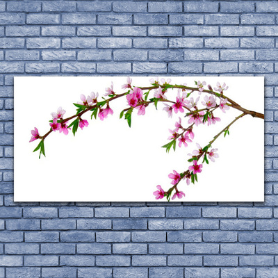Tableaux sur verre acrylique Branche fleurs nature rose violet vert brun