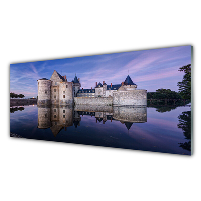 Tableaux sur verre acrylique Château eau architecture violet gris noir