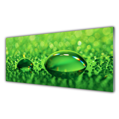 Tableaux sur verre acrylique Gouttes d'eau art vert