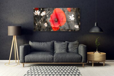 Tableaux sur verre acrylique Fleur floral rouge gris
