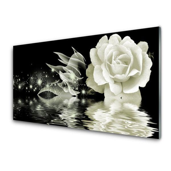 Tableaux sur verre acrylique Rose floral blanc noir